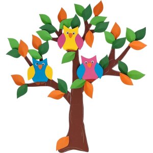 Bastelset Fensterbild Baum mit Eulen von Prell, 2 Stück