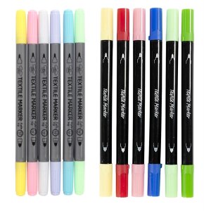Textilstifte Standard und Pastell, 12 Stück