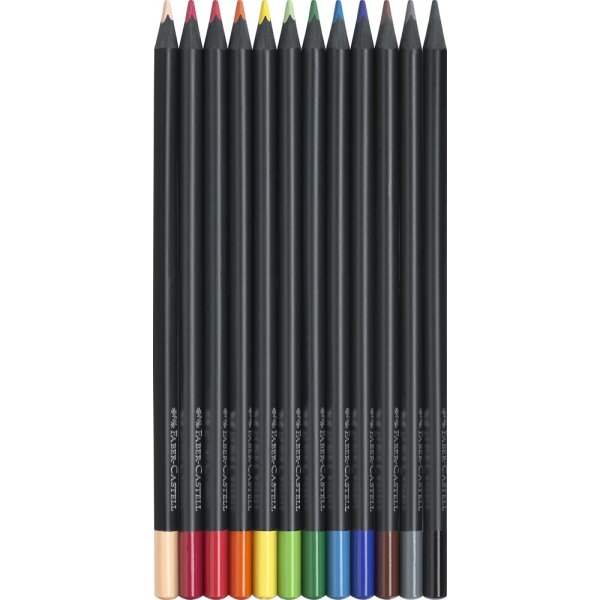Buntstifte Black Edition, dreikant, 12 Stück in 12 Farben sortiert
