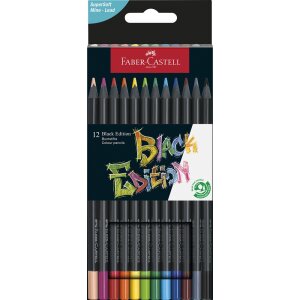 Buntstifte Black Edition, dreikant, 12 St&uuml;ck in 12 Farben sortiert