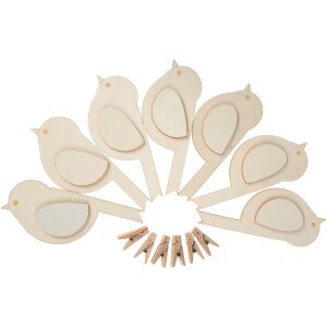 Bastelset Vögelchen mit Holzklammer, 6er Set