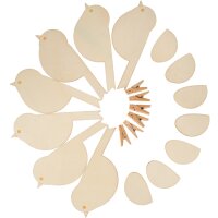 Bastelset Vögelchen mit Holzklammer, 6er Set