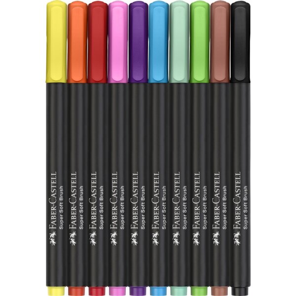 Filzstifte Black Edition von Faber Castell, 10 Stifte in 10 Farben sortiert