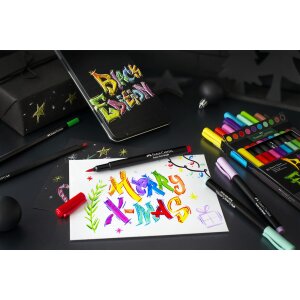 Filzstifte Black Edition von Faber Castell, 10 Stifte in 10 Farben sortiert