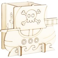 Bastelset Stiftehalter Piratenschiff aus Holz