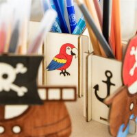 Bastelset Stiftehalter Piratenschiff aus Holz