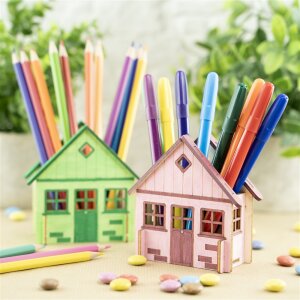 Bastelset Stiftehalter Haus aus Holz