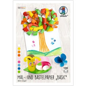 Mal und Bastelpapier Basic, DIN A4, 100 Blatt in 9 Farben