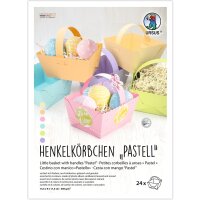 Henkelkörbchen Pastell, 24 Stück, 6 Farben sortiert, Fotokarton 300g/m²