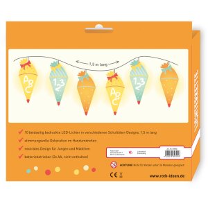 Schult&uuml;ten Lichterkette Einschulung mit 10 LED