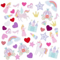 Moosgummi Aufkleber 150 Stück, selbstklebend, lila-pink, 13-40 mm