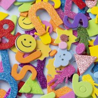 Moosgummi Aufkleber 2640 Stück, selbstklebend, verschieden sortiert, voraussichtlich Ende Januar lieferbar