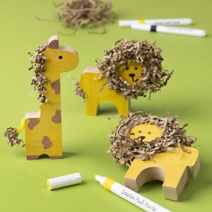 Holztiere Safari, 10 Stück, Höhe 3 – 14,5...