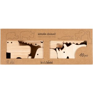 Holztiere Safari, 10 St&uuml;ck, H&ouml;he 3 &ndash; 14,5 cm, St&auml;rke 2,2 cm