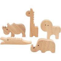 Holztiere Safari, 10 Stück, Höhe 3 – 14,5 cm, Stärke 2,2 cm