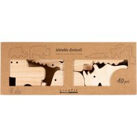 Holztiere Safari, 10 Stück, Höhe 3 – 14,5 cm, Stärke 2,2 cm
