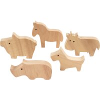 Holztiere Bauernhof, 10 Stück, Höhe 4,5 – 8,7 cm, Stärke 2,2 cm