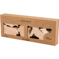 Holztiere Bauernhof, 10 Stück, Höhe 4,5 – 8,7 cm, Stärke 2,2 cm