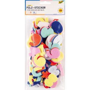 Filz Sticker Zahlen, 140 Teile, selbstklebend, farbig sortiert
