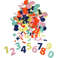 Filz Sticker Zahlen, 140 Teile, selbstklebend, farbig sortiert