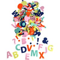 Filz Sticker Buchstaben, 190 Teile, selbstklebend, farbig sortiert