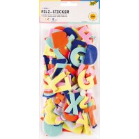 Filz Sticker Buchstaben, 190 Teile, selbstklebend, farbig sortiert