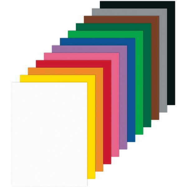 Tonkarton DIN A4, 180g/m², 120 Blatt in 12 Farben sortiert