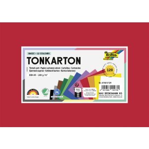 Tonkarton DIN A5, 180 g/m², 120 Blatt in 12 Farben...