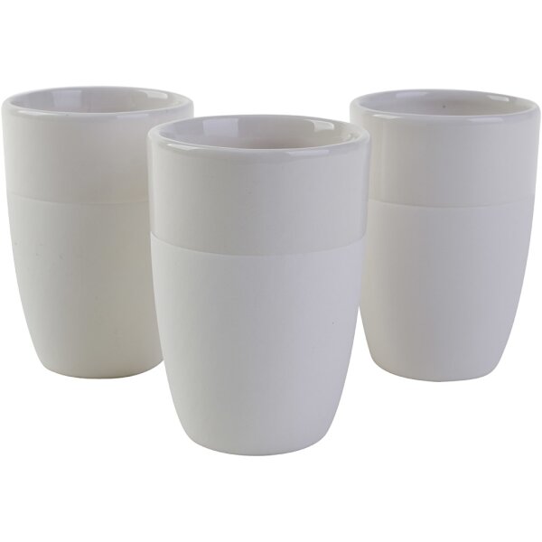 Keramikbecher mit glasiertem Rand, 12 Stück, H 10 cm, Ø 7 cm