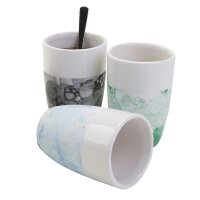 Keramikbecher mit glasiertem Rand, 12 Stück, H 10 cm, Ø 7 cm