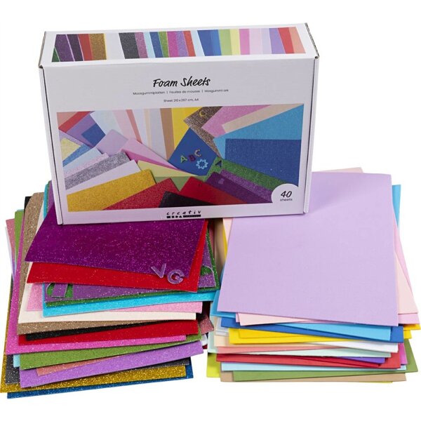 Moosgummiplatten, A4, 40 Blatt, farbig sortiert, voraussichtlich Ende Januar lieferbar