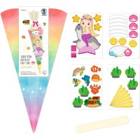 Schultüten Bastelset Easy Line Rainbow Meerjungfrau von Ursus, inkl. Schulstarterpaket GRATIS