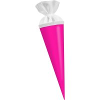 Geschwisterschultüte neonpink, 35 cm lang, rund, aus Fotokarton, 1 Stück