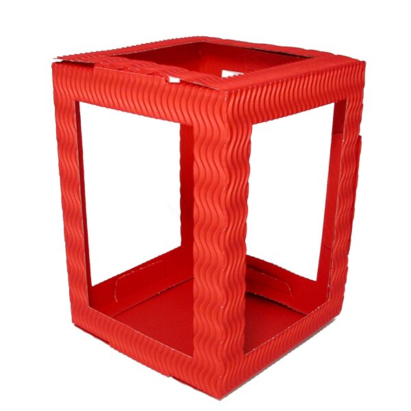 Laterne 3D Wellpappe rot 13,5 x 13,5 cm