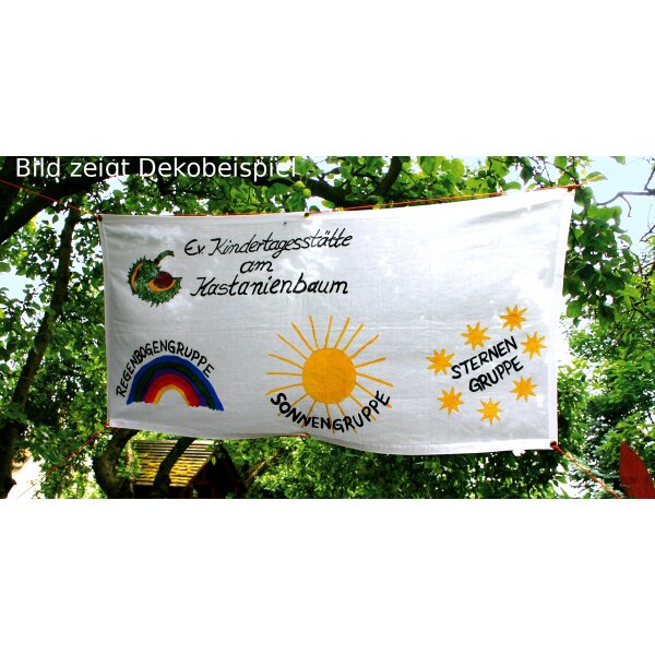 Banner 130 x 62 cm 6 Ösen im Saum, weiß, 100 % Baumwolle. Lieferbar voraussichtlich Oktober