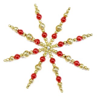Bastelset Perlensterne gold / rot für 10 Sterne D: 11 cm