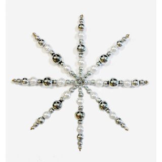 Bastelset Perlensterne silber/ wei&szlig; f&uuml;r 10 Sterne D: 11 cm