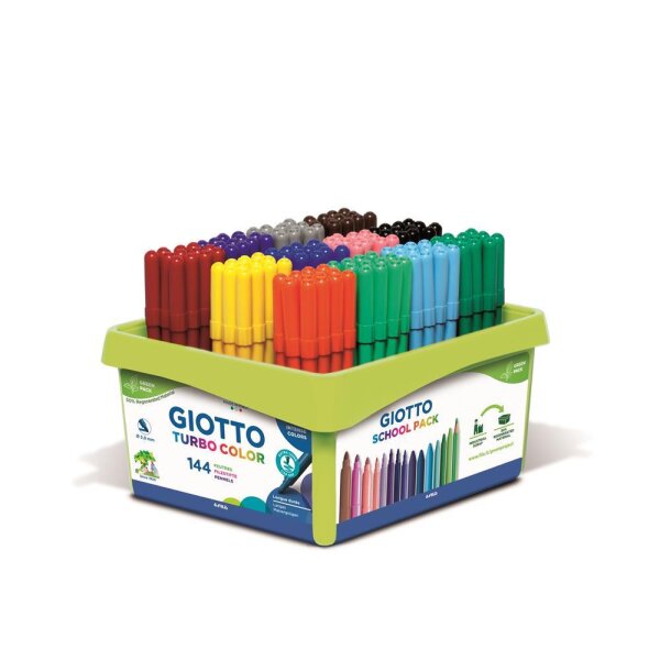 Jubiläumsangebot: Giotto Turbo Color Fasermaler, 144 Stück in 12 Farben sortiert, inkl. GRATIS 8 Neon Fasermaler