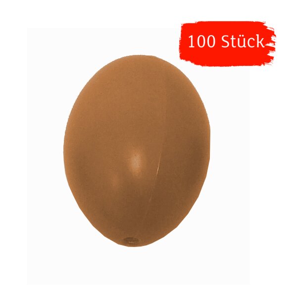 Plastik-Eier, Kunststoffeier, Ostereier,  braun 60 mm, 100 Stück