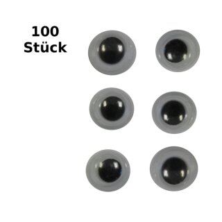 Wackelaugen rund D: 6 mm 100 Stück mit beweglicher Pupille