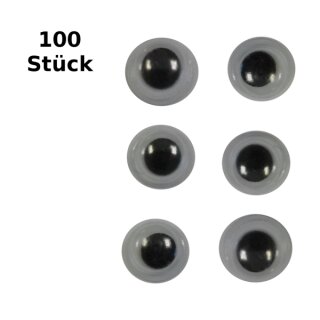 Wackelaugen rund D: 8 mm 100 Stück mit beweglicher Pupille
