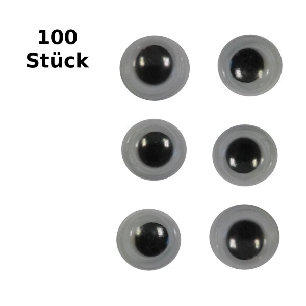 Wackelaugen rund D: 8 mm 100 Stück mit beweglicher Pupille