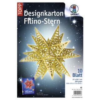 Designkarton Filino Stern, Starlight gold 10 Blatt DIN A4