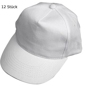 Baseball Cap Schirmkappe weiß 12 Stück