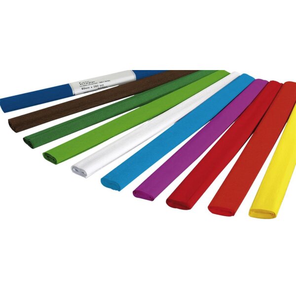 Krepppapier, 10 Rollen in 10 Farben sort. 50 x 250 cm