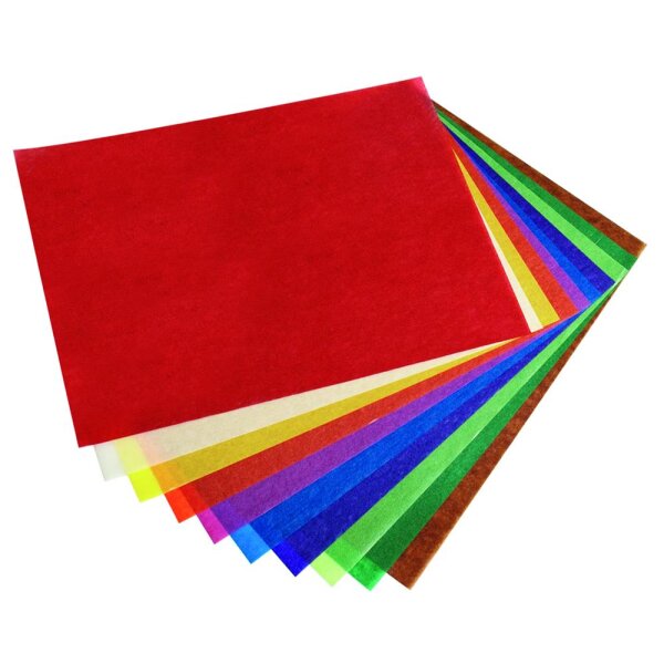 Transparentpapier Bastelheft 10 Blatt sort. in 10 Farben 20 x 30 cm, 42 g/qm