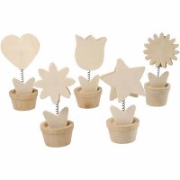 Holz Notizhalter 10er Set in 5 Motiven sort. H: 10 cm